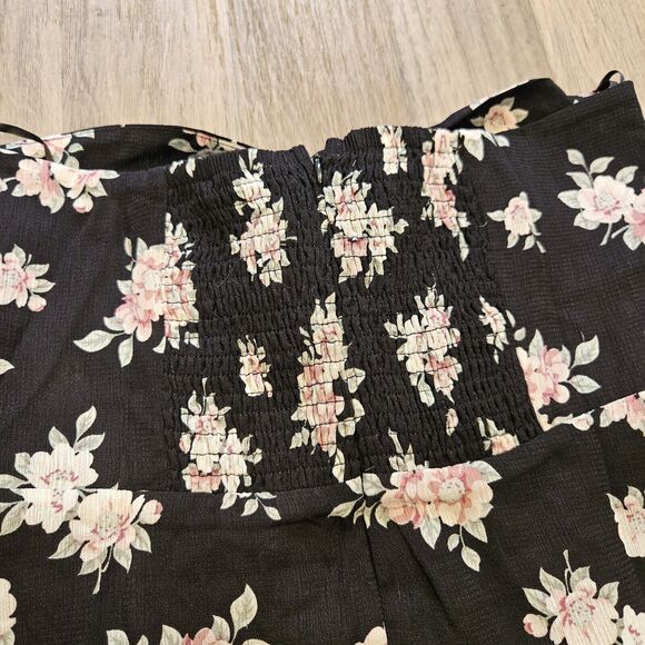 Lulus Strapless Tie Front Mini Dress Womens XL Black Floral Boho Festival Party - Picture 6 of 10